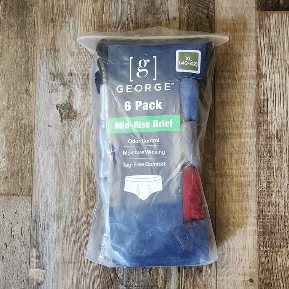 George Mens Mid-Rise Briefs Size Xl/40-42 Red Blue Gray & Black Casual Sports - Picture 1 of 6